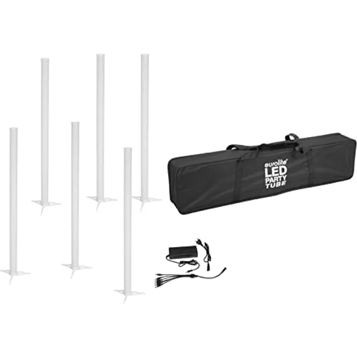 Eurolite Set 6x AKKU LED Party Tube IR, Licht Set mit Ladenetzteil & Soft-Bag