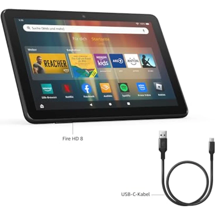Amazon Fire HD 8-Tablet 2024 (Neueste Generation), 8-Zoll-HD-Bildschirm, 4 GB RAM, 64 GB Speicher, leistungsstark und brillant für Unterhaltung unterwegs, schwarz, mit Werbung – Bild 4