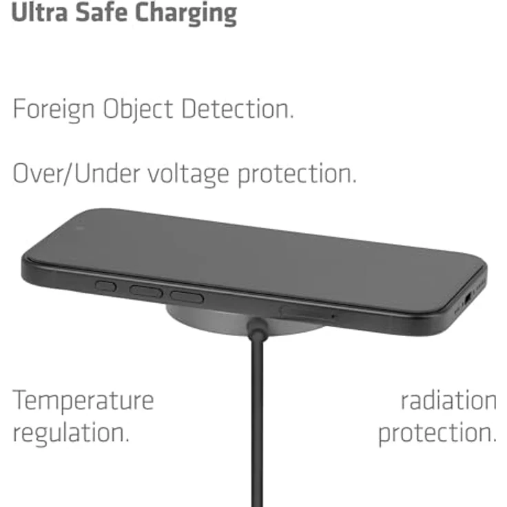 club3D Qi2 Induktions-Ladegerät CAC-3027, 25W USB-C Schnellladegerät in Schwarz mit Sicherheitsmerkmalen – Bild 5