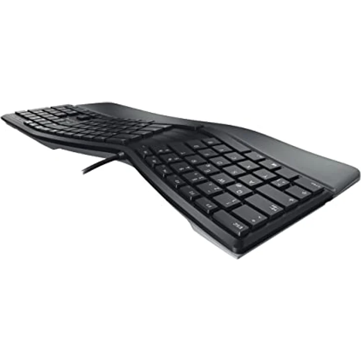 CHERRY KC 4500 ERGO, ergonomische Tastatur, Spanisches Layout (QWERTY), kabelgebunden, gepolsterte Handballenauflage mit Memory-Schaum, geschwungenes Tastenfeld, schwarz – Bild 5