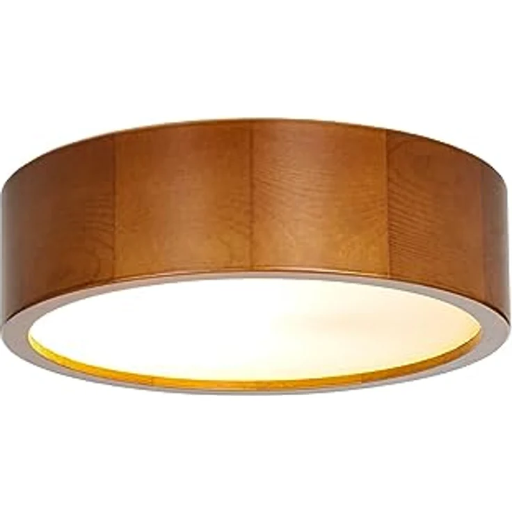 Licht-Erlebnisse Deckenleuchte ARBARO Glas Holz rustikal Ø27 cm E27 flach rund Modern blendarm Wohnzimmer – Bild 1