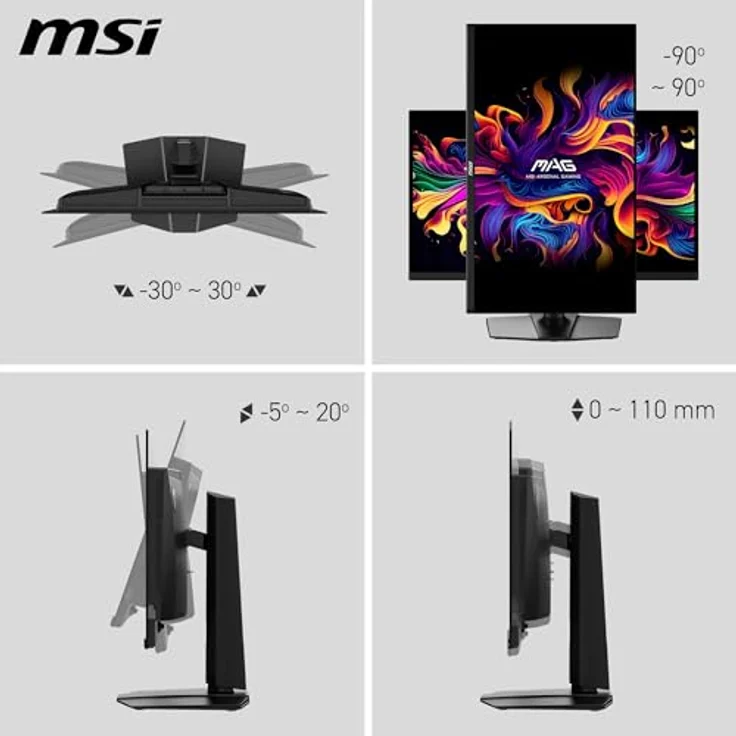MSI MAG 271QP QD-OLED X24, 26,5 Zoll Gaming Monitor mit 240Hz, 0,03ms Reaktionszeit, WQHD, 99% DCI-P3, DisplayHDR True Black 400, DP 1.4a, HDMI 2.1 – Bild 4
