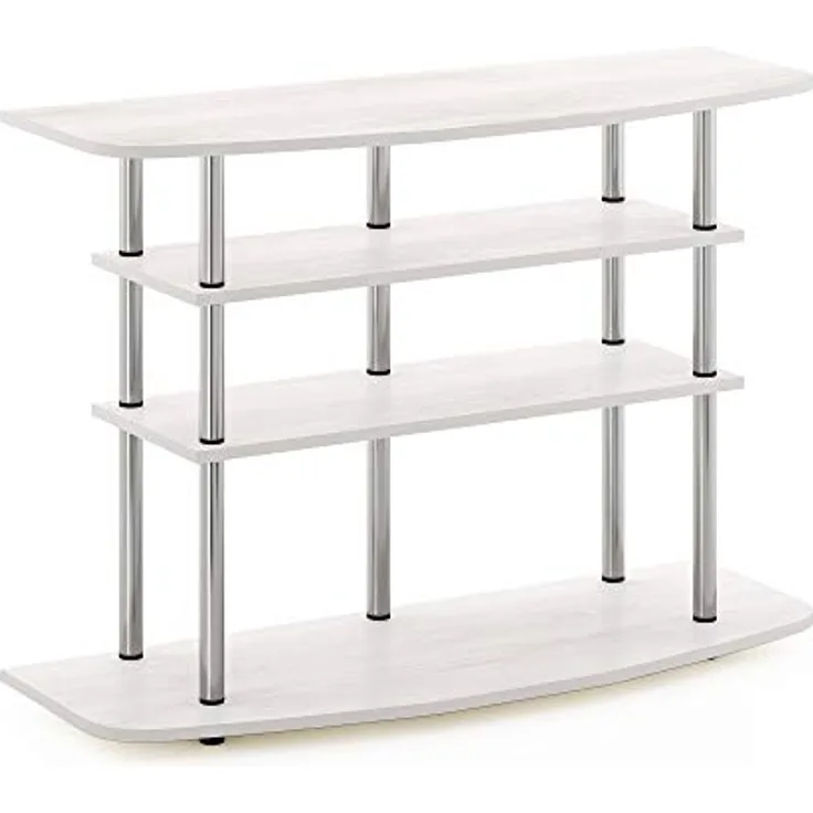 Furinno Frans Turn-N-Tube 4-Tier TV Stand for TV up to 46 Inch, White Oak
