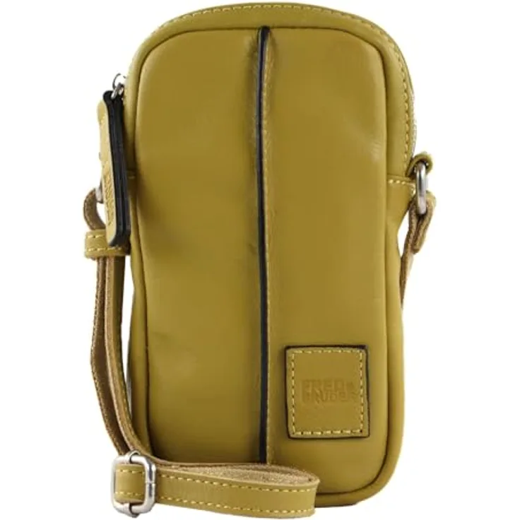 FredsBruder FB Handytasche Leder 9 cm, 100% Leder, gelb, 9 cm x 2.5 cm x 19 cm