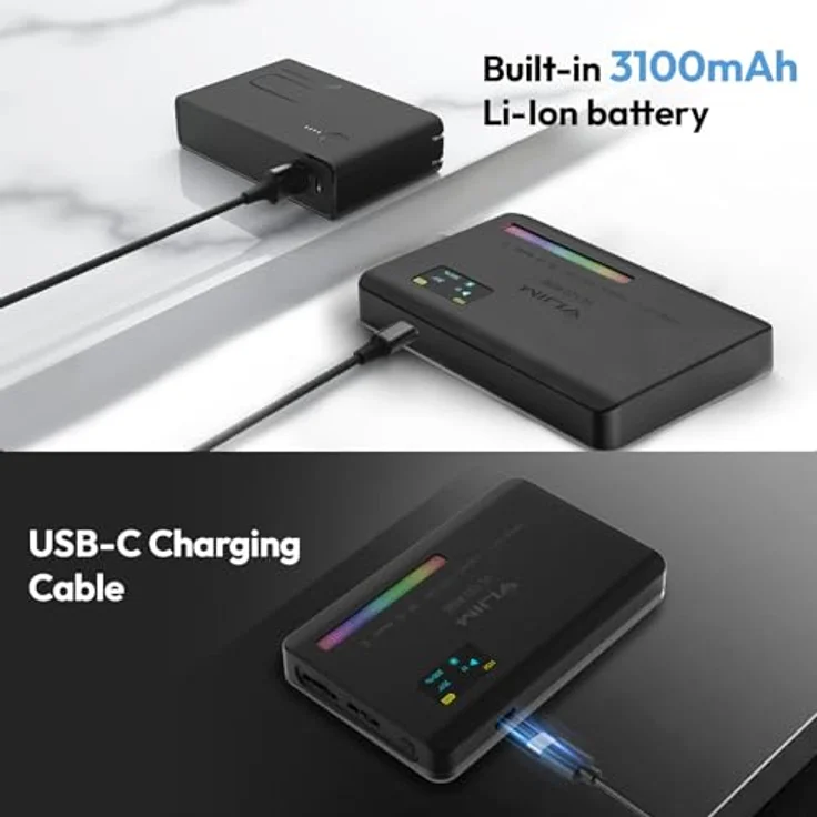 ULANZI VL120 RGB LED Videoleuchte, dimmbar 2500K-9000K mit CRI 95+, Kaltlichtschuh, 3100mAh Akku für DSLR Kamera/TikTok Live/Videofotografie/YouTube/Vlogs – Bild 3