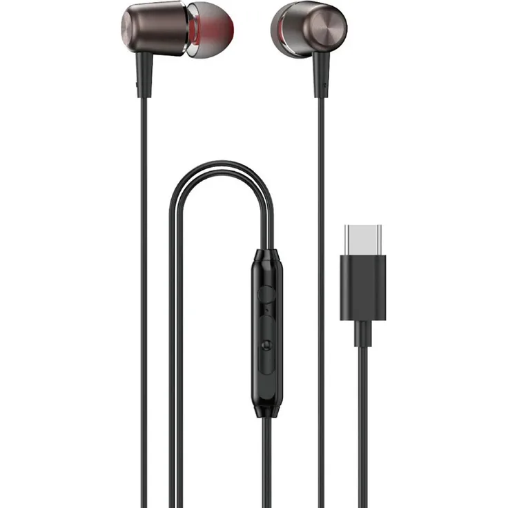 Dudao X1PROT, In-Ear kabelgebundene Kopfhörer mit USB-C Anschluss, 1.2 m, Schwarz