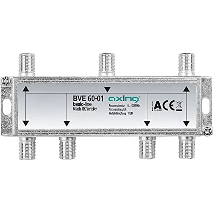 Axing BVE 60-01 6-Fach BK-Verteiler (5-1000 MHz) für Kabelfernsehen und DVB-T2 HD, F-Anschlüsse – Bild 2