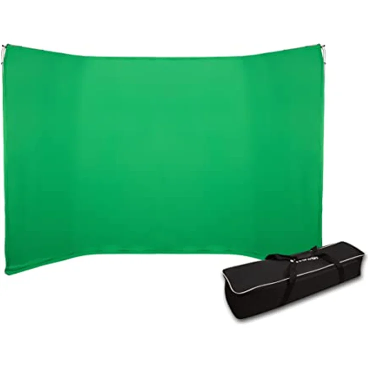 Rollei Panorama Greenscreen-Set, Chroma Keying Background, 4m Breite, 2,4m Höhe, Aluminiumgestell, reflexionsfrei – Bild 1