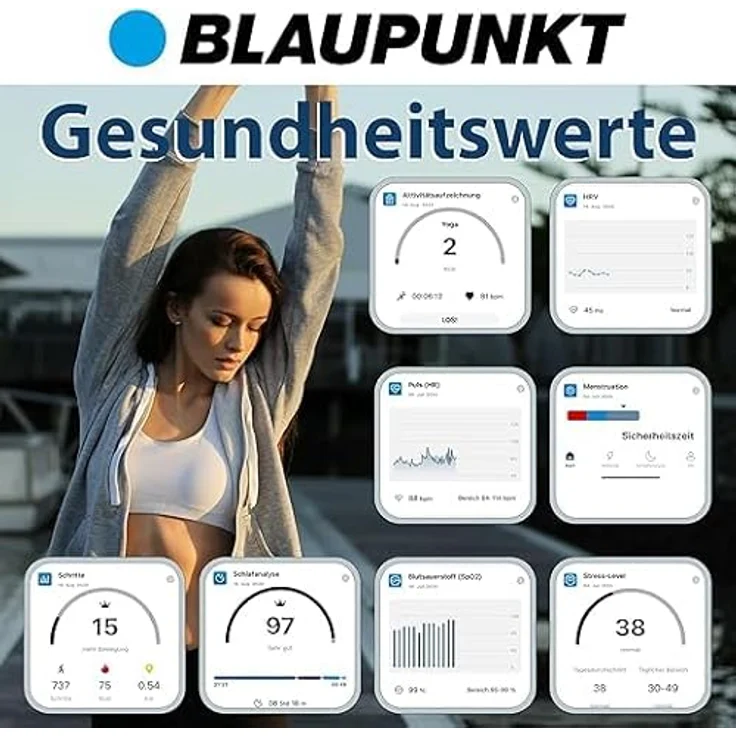 Blaupunkt Smart Ring PRO, Titan Fitness- und Gesundheitsring mit Schritt- und Schlafmonitor, Puls- und Blutsauerstoffmessung, IP68, Schwarz, Größe 7 – Bild 3