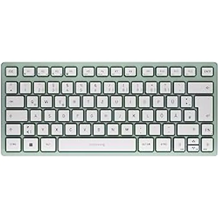CHERRY KW 7100 Mini BT, Kompakte Multi-Device-Tastatur mit 3 Bluetooth®-Kanälen, Deutsches Layout (QWERTZ), Flaches Design, inkl. Transporttasche, Agave Green