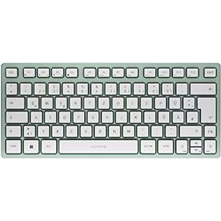 CHERRY KW 7100 Mini BT, Kompakte Multi-Device-Tastatur mit 3 Bluetooth®-Kanälen, Deutsches Layout (QWERTZ), Flaches Design, inkl. Transporttasche, Agave Green – Bild 1