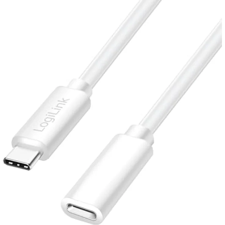 Logilink CU0221 - USB 2.0 Typ-C Verlängerungskabel mit PD Unterstützung (PowerDelivery), Weiß, 2m Kabellänge – Bild 1