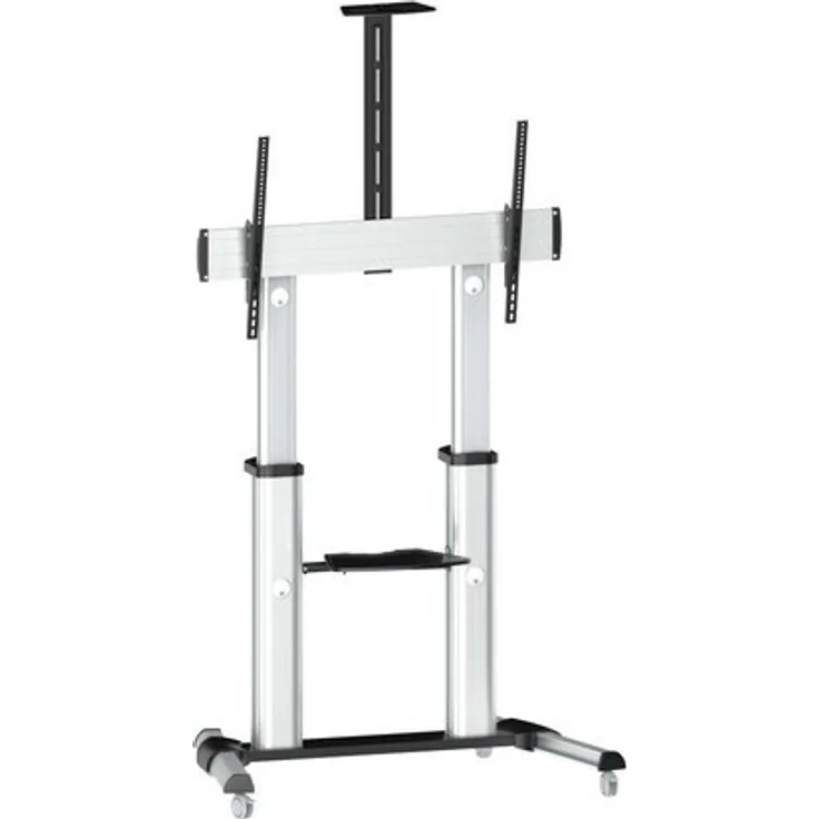 Reflecta 23211 Flachbildschirm-Tischhalterung, Aluminium Schwarz, Höhenverstellbar für 60-100 Zoll Bildschirme bis 100 kg mit Neigungsfunktion