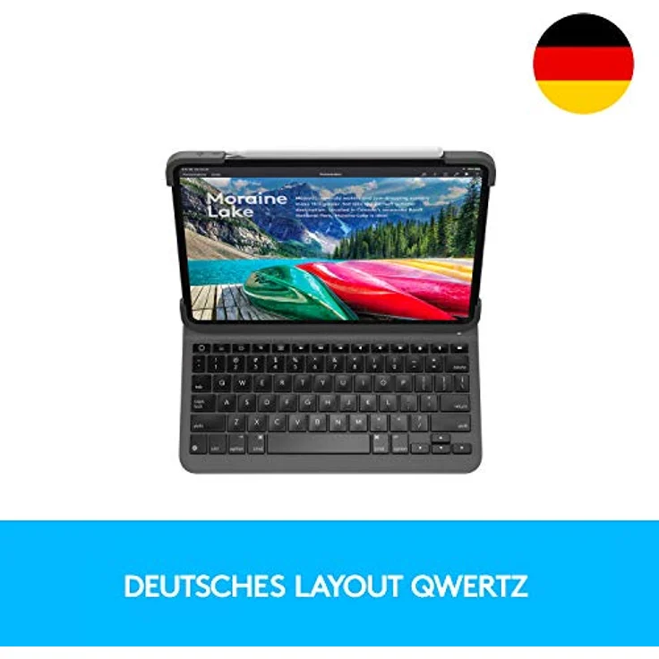 Logitech Slim Folio Pro iPad Hülle mit Kabelloser Bluetooth Tastatur, Für iPad Pro 11'' 1. Generation (A2228, A2068, A2230, A2231), 14 iOS-Sondertasten, Magnetverschluss - Deutsches QWERTZ Layout - Preisvergleich – Bild 2