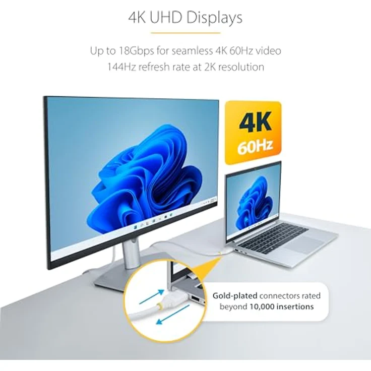 StarTech.com HDMI2-CABLE-4K60-6FW, 1,8 m HDMI-Kabel Typ A, 4K 60Hz, Weiß, mit Audio Return Channel und Ethernet-Unterstützung – Bild 2
