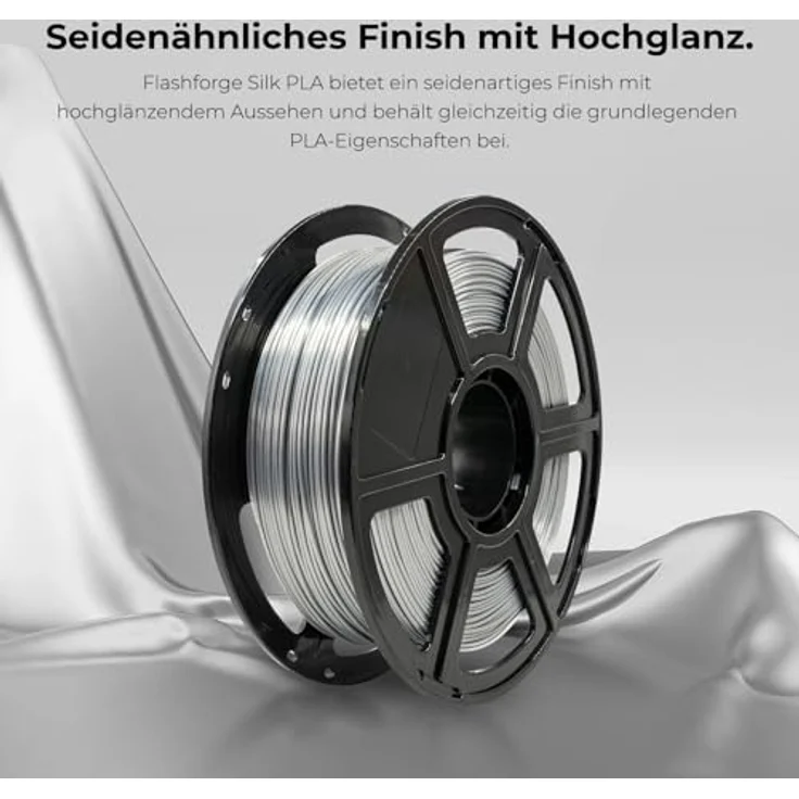 FLASHFORGE Silk PLA 3D-Druckerfilament 1,75 mm - 1 kg Hochpräzises Filament mit Hochglanz-Finish - Umweltfreundlich & Blisterfrei, Silber – Bild 2