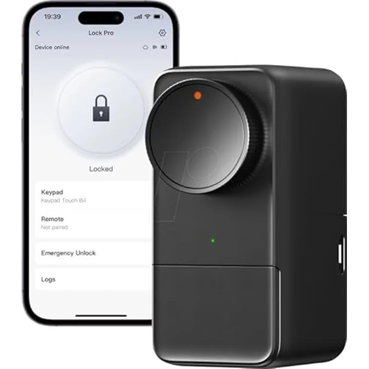 SWITCHBOT Smart Lock Pro, Elektronisches Türschloss mit 15 Entsperrungsmethoden, Sprachsteuerung und Auto-Lock, Schwarz