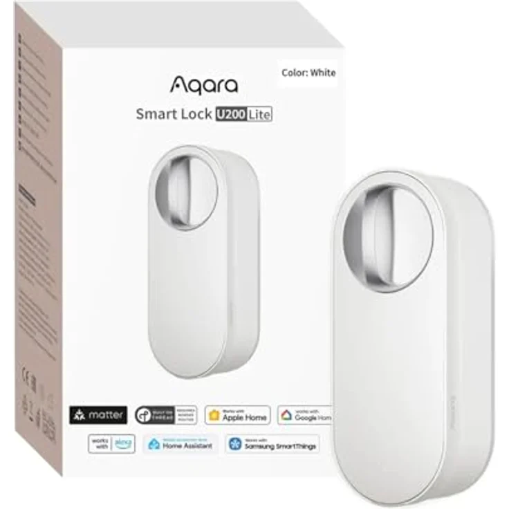 Aqara Smart Lock U200 Lite, Elektrisches Türschloss mit Matter über Thread, Aufladbarem Akku, Leisem Modus, Kompatibel mit Apple Home, Home Assistant, Google Home, Alexa, Weiß – Bild 1