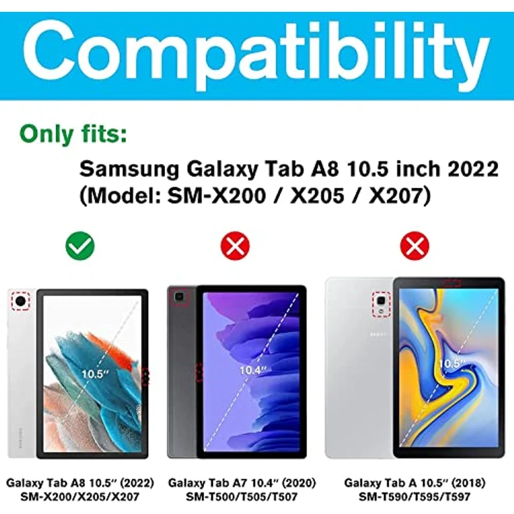 ProCase Hülle für Galaxy Tab A8 10.5” (SM-X200/X205) 2022, Ultra Dünn leichte Dreifach Falt Klapp Schutzhülle mit Translucent Frosted Rückhülle – Teal – Bild 2