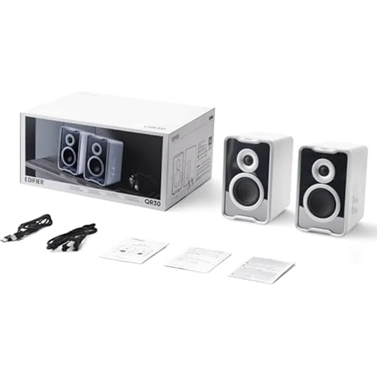 Edifier QR30 Aktiver Desktop-Lautsprecher, Bluetooth V5.4, dynamische Lichteffekte, 30 Watt RMS – Weiß – Bild 3