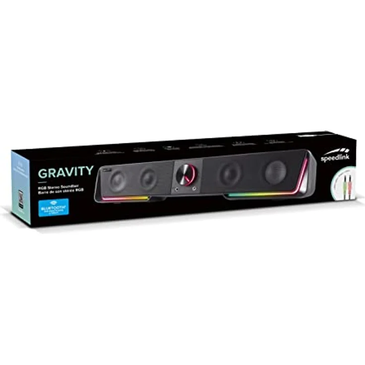 Speedlink Gravity RGB Stereo Soundbar – Lautsprecher mit Bluetooth-Verbindung für Smartphone/Tablet – RGB Beleuchtung – Kopfhörer- und Mikrofonanschluss, schwarz, SL-830200-BK – Bild 4
