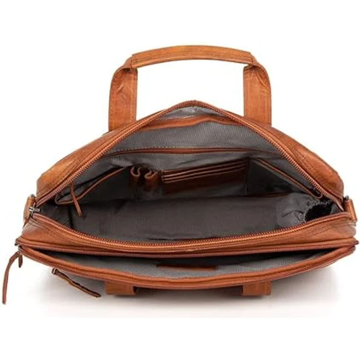 Spikes & Sparrow Aktentasche, echtes Leder im Vintage-Look, mit gepolstertem Notebookfach und verstellbarem Schulterriemen – Bild 4