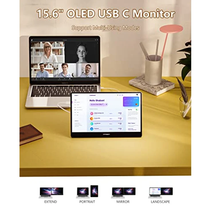 INNOCN OLED Portable Monitor 15.6 Zoll, 1080P FHD 1MS Gaming Bildschirm, 100000:1, HDR, HDMI/USB C, TÜV-Low Blue Zertifizierung, Tragbarer Monitor für Laptop/MacBook, 15A1F – Bild 5