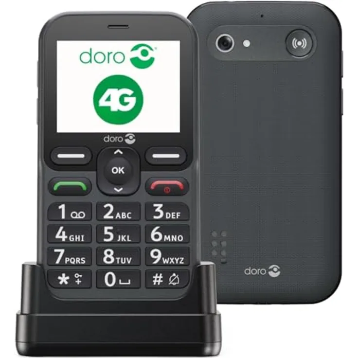 Doro Leva L11 Seniorenhandy, Großer Landschaftsbildschirm, Leistungsstarker Sound, Kamera, GPS-Hilfstaste, Schwarz