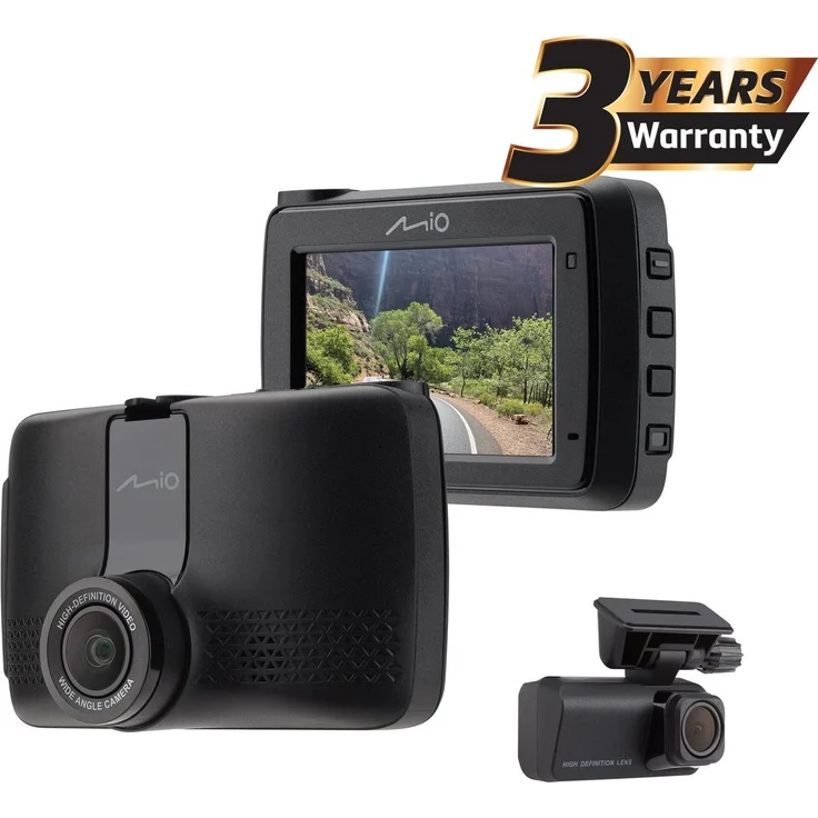 Mio MiVue 903WD Dashcam Doppia, Dual-Dashcam-System mit WLAN, GPS, QUHD-Frontkamera und 1080p-HDR-Heckkamera, Schwarz