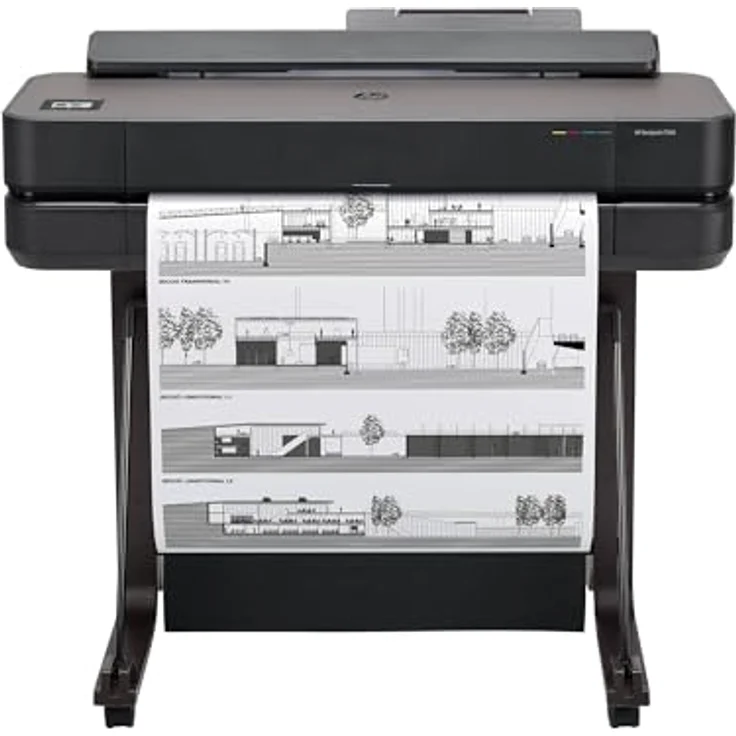 HP DesignJet T650 24 Zoll (61 cm 5HB08D), Großformatdrucker mit 2400x1200 DPI, 81 A1-Drucken/Stunde, Wi-Fi, Ethernet, USB, recyceltes Metall, schwarz, 2 Jahre Garantie – Bild 1
