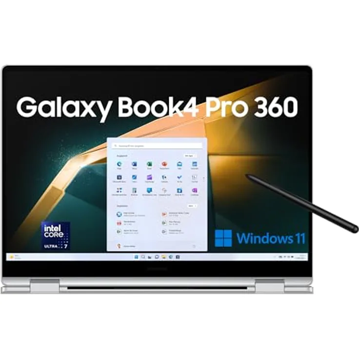 Samsung Galaxy Book4 Pro 360, 16" 2-in-1 Notebook mit Intel Core Ultra 7, 16 GB RAM, 512 GB SSD, Silber