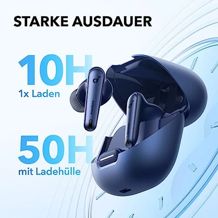 soundcore by Anker Liberty 4 NC Bluetooth-Kopfhörer mit Geräuschunterdrückung, 98,5% Noise Cancelling, Adaptive Geräuschunterdrückung für Ohren und Umgebung, Hi-Res Sound, 50H Wiedergabe (Blau) – Bild 4