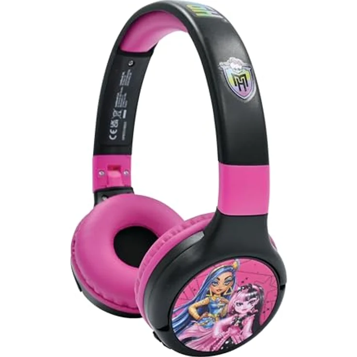 Lexibook Monster High HPBT010MH, 2-in-1 Bluetooth & kabelgebundene Kopfhörer mit Mikrofon, faltbar und verstellbar, rosa/schwarz, kinderfreundlicher Klang bis 85 dB – Bild 2