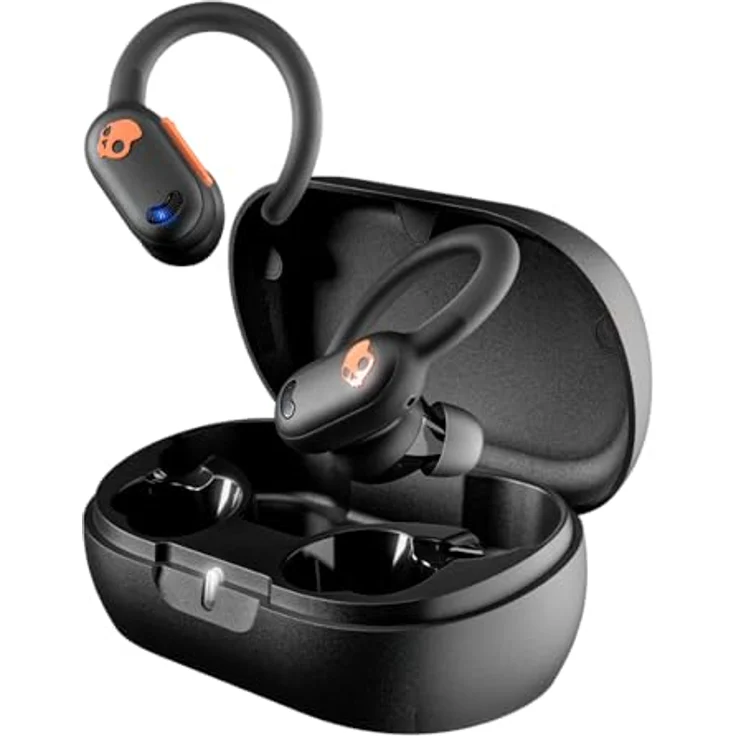 Skullcandy Push ANC Active, Kabelloser In-Ear Kopfhörer mit 58 Std. Akkulaufzeit, Wasserdicht (IP67), Kabelloses Laden, Kompatibel mit iPhone, Android - True Black/Orange – Bild 1
