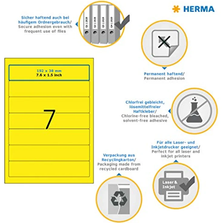 HERMA Aktenordner Ordnerrückenetikett SPECIAL, schmal/kurz 38 x 192 mm, blickdicht, 100% recyclingfähig – Bild 6