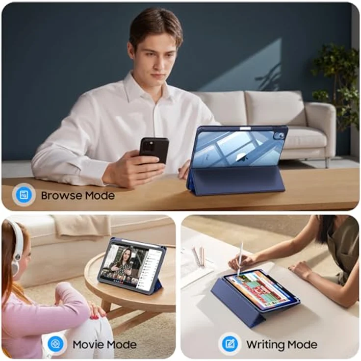 Fintie Hybrid Hülle für iPad (A16) 11 Generation 11 Zoll 2025, iPad 10 Generation 10.9 Zoll 2022 - Stoßfeste Schutzhülle mit transparenter Hartschale, integrierter Stifthalter und Sternenhimmel-Design – Bild 3