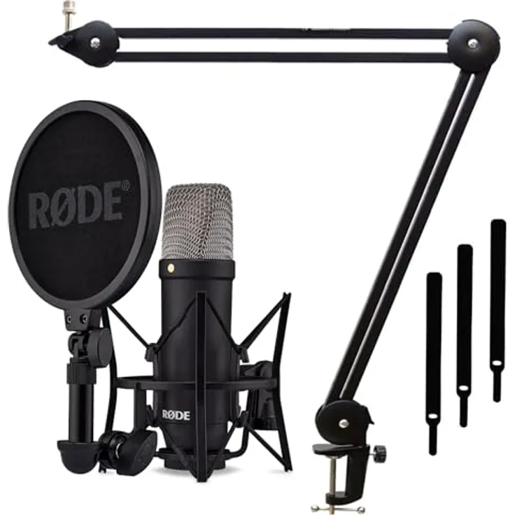 Rode NT1 Signature Black Studio-Mikrofon + keepdrum MS138 Gelenkarm-Stativ Schwarz