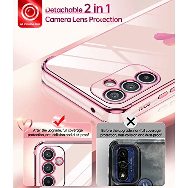 LeYi Handyhülle für Samsung Galaxy A54 5G, Cute Herz Muster, TPU Silikon, Stoßfest, 2*Schutzfolie, Rosa – Bild 3