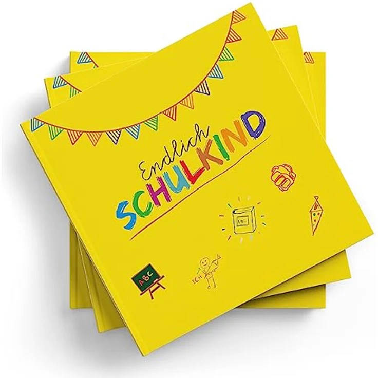 itenga Gästebuch Tafel für Erster Schultag, 88 Seiten Hardcover Einband, gelb – Bild 3