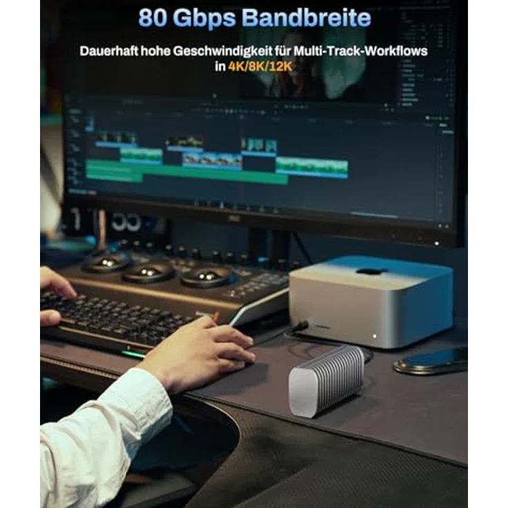 TERRAMASTER D1 SSD Pro M.2 NVMe-Gehäuse, 80 Gbit/s, bis 7061 MB/s, Vollaluminium, lüfterlos, USB 4, Thunderbolt 5/4/3, kompatibel bis 8 TB – Bild 3