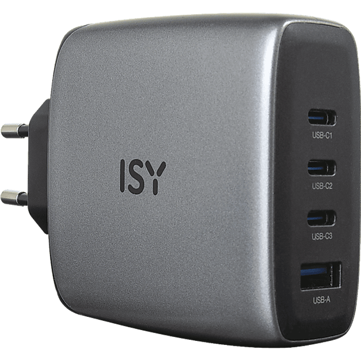 ISY IAC-5140-GY GAN Ladegerät, universelles 140 W Netzteil für Laptops, grau