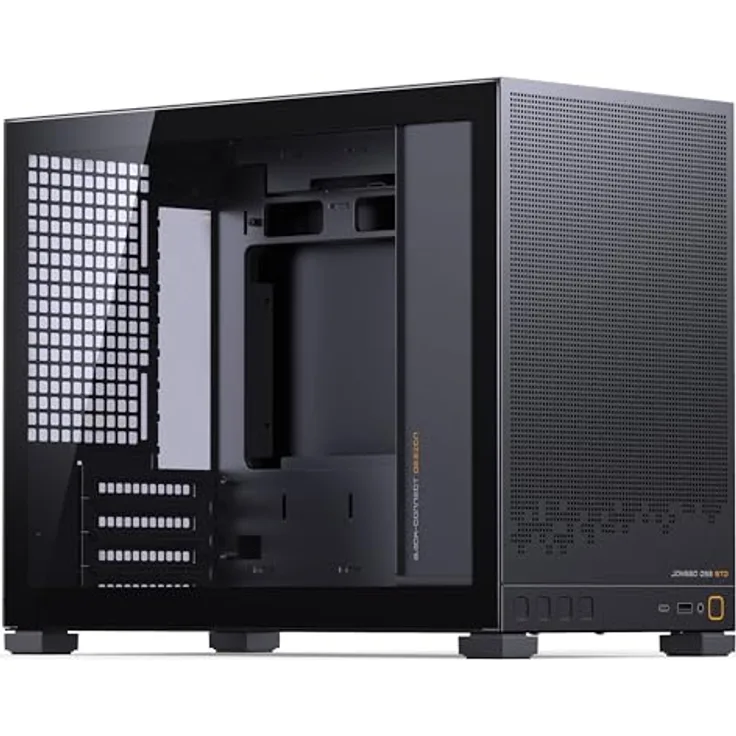 Jonsbo D32 STD Black, Mini-PC-Gehäuse für mATX mit Tempered Glass, unterstützt bis zu sechs 120-mm-Lüfter, max. 240-mm-AiO, schwarz