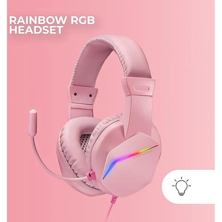 Mars Gaming MCP-RGB3, Pack Gaming Tastatur TKL RGB H-Mech + Gaming Maus RGB Flow 3200 DPI + Over-Ear RGB Headset + XXL Mauspad, Pink – Bild 5