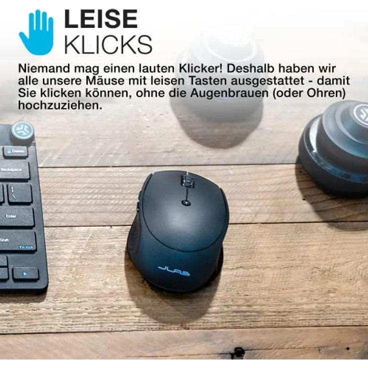 JLab Go Charge Maus kabellos, Bluetooth/Funkmaus wiederaufladbar - Tri Mode 5,0/5,0+2,4Ghz, Wireless Silent Mouse, kleine Maus (Schwarz) – Bild 3