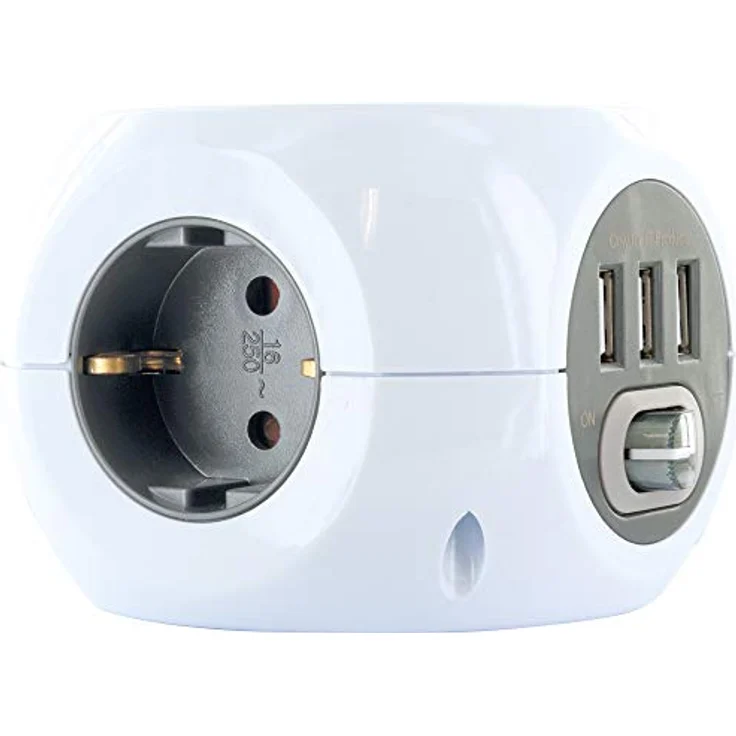 Schwaiger 661507 Mehrfachsteckdose 6-fach (3 Steckdosen, 3 USB Buchsen, Kabellänge 1.4 m), in Würfelform – Bild 5