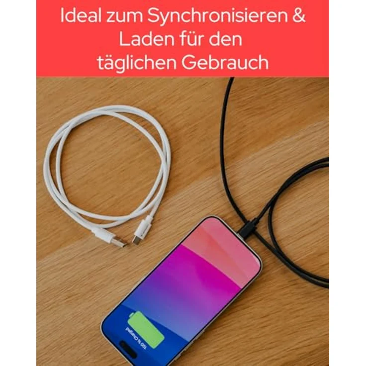 Verbatim 32393 Essentials USB-Kabel-Set, 2er Pack, 1 m, USB A auf USB C, 480 Mbit/s, Schwarz, Weiß – Bild 5