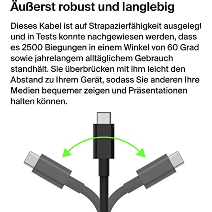 Belkin USB-C-auf-HDMI 2.1-Kabel, 2-m-Kabel für 8K bei 60 Hz, 4K bei 144 Hz, HDR, HBR3, DSC, HDCP 2.2, kompatibel mit Macbook, iPad Pro und anderen USB-C-Geräten – Bild 3