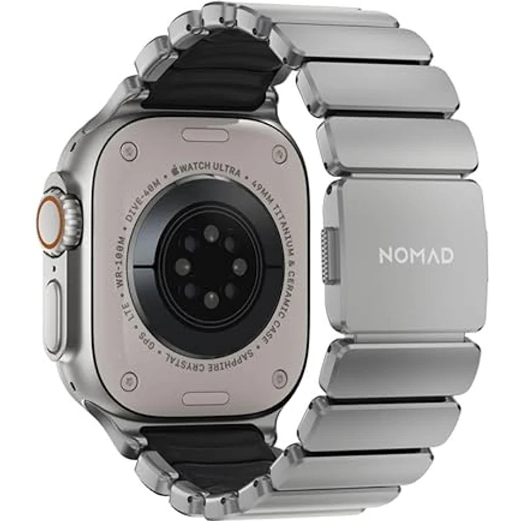 NOMAD Stratos Band I, Hybrid-Design aus Titan und FKM für Apple Watch 42/44/45/46/49mm, wasserresistent, Natural Black – Bild 4