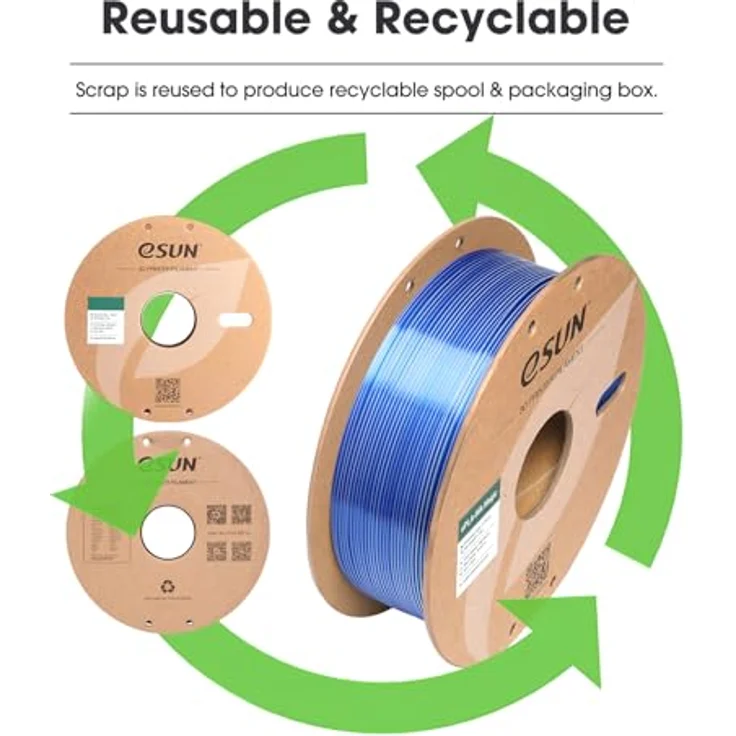 eSUN Silk Magic PLA Filament 1.75mm, Co-Extrusion Dual-Color Filament in Silk Blau Silber, 1KG Spule für 3D-Drucker – Bild 4