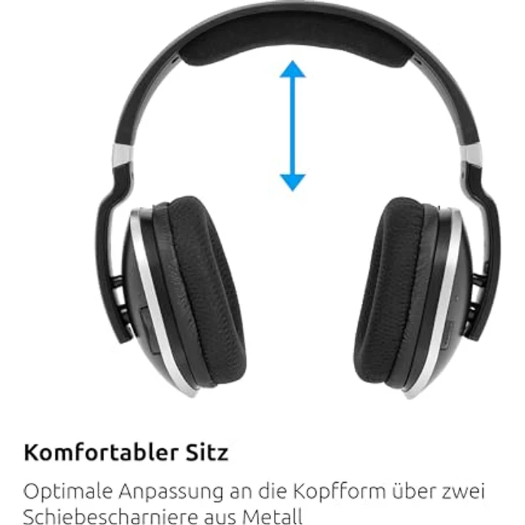 TechniSat STEREOMAN 2 V2 - kabelloser 2,4GHz Funkkopfhörer (für Fernseher und Musikanlagen, mit Dockingstation, AUX-in, Audio Eingang optisch) schwarz – Bild 4